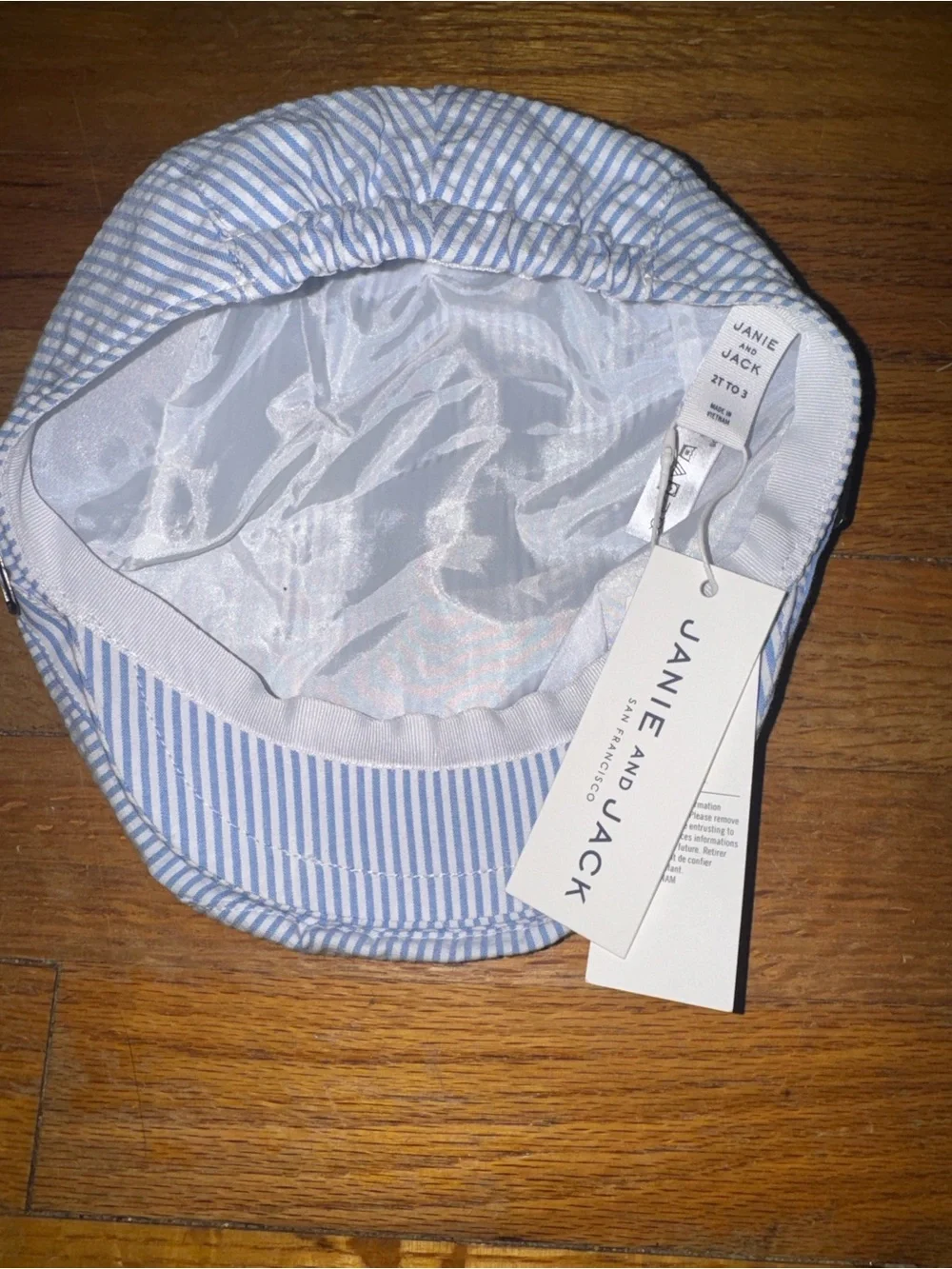 Janie & Jack Little Boy’s Classic Blue & White Seersucker Newsboy Cap NWT
